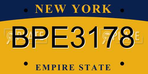 BPE3178 New York License Plate
