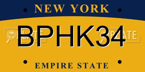 BPHK34 New York License Plate
