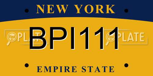 BPI111 New York License Plate