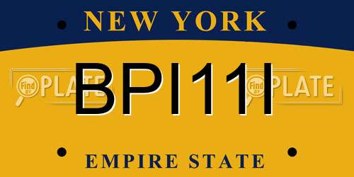 BPI11I New York License Plate