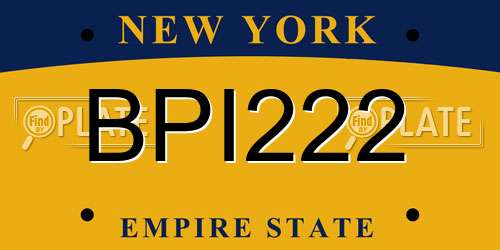 BPI222 New York License Plate