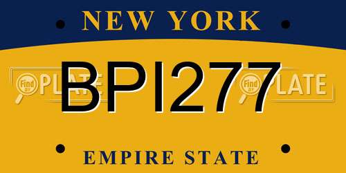 BPI277 New York License Plate