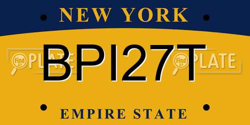 BPI27T New York License Plate