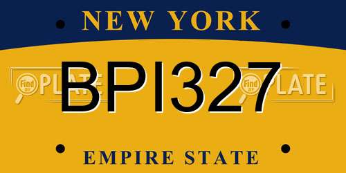 BPI327 New York License Plate