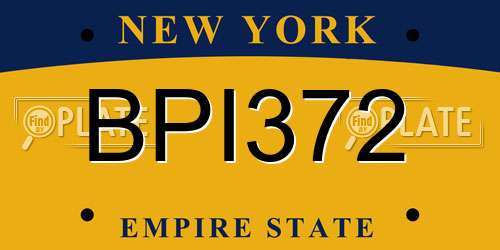 BPI372 New York License Plate
