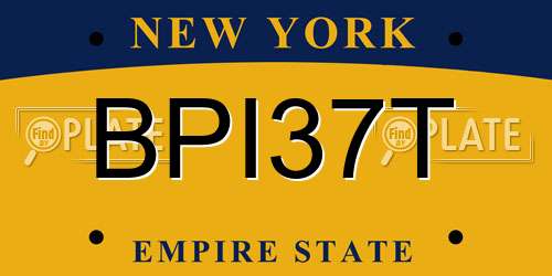 BPI37T New York License Plate