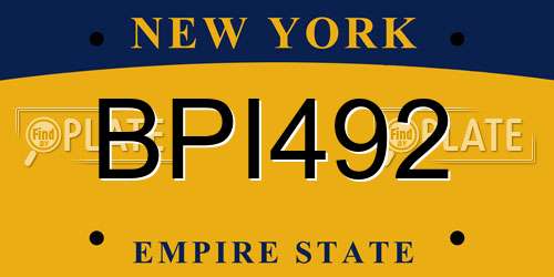 BPI492 New York License Plate