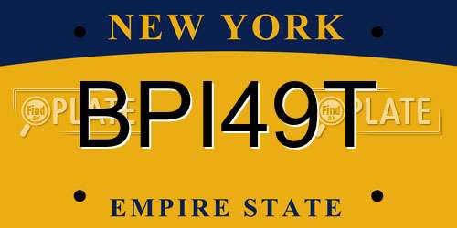 BPI49T New York License Plate