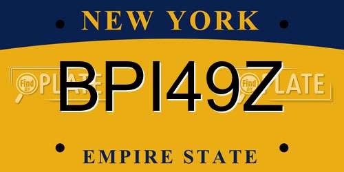 BPI49Z New York License Plate