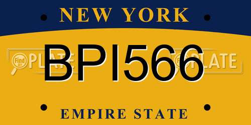 BPI566 New York License Plate