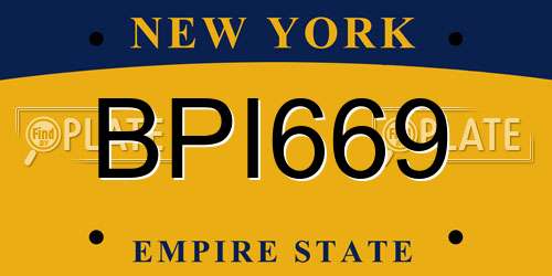 BPI669 New York License Plate