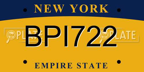 BPI722 New York License Plate