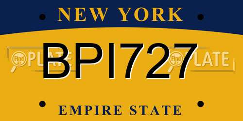 BPI727 New York License Plate