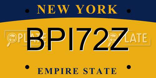 BPI72Z New York License Plate