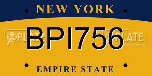 BPI756 New York License Plate