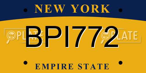 BPI772 New York License Plate