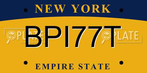 BPI77T New York License Plate