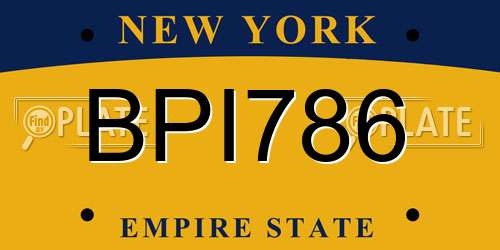 BPI786 New York License Plate