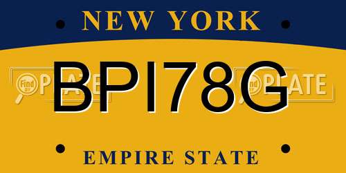BPI78G New York License Plate