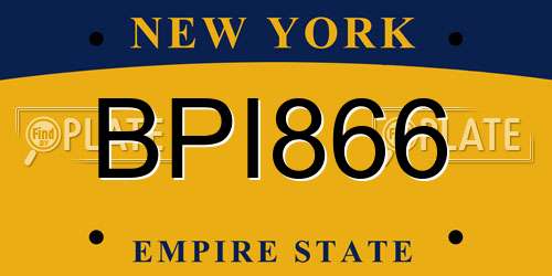 BPI866 New York License Plate