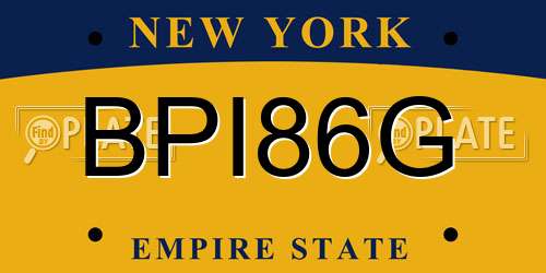 BPI86G New York License Plate