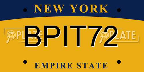 BPIT72 New York License Plate