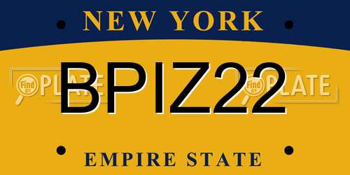 BPIZ22 New York License Plate