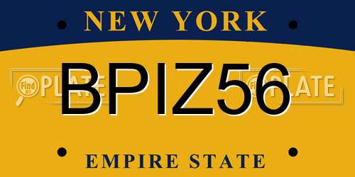 BPIZ56 New York License Plate