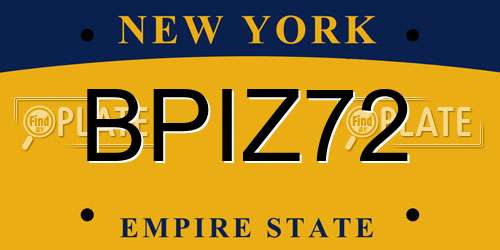 BPIZ72 New York License Plate