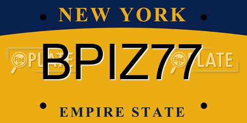 BPIZ77 New York License Plate