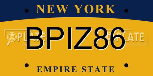 BPIZ86 New York License Plate