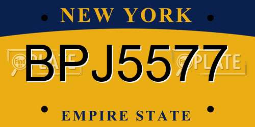 BPJ5577 New York License Plate