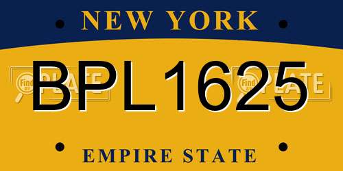 BPL1625 New York License Plate
