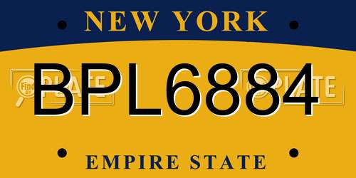 BPL6884 New York License Plate