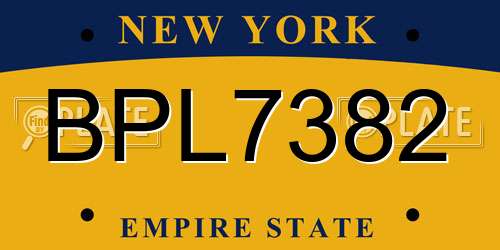 BPL7382 New York License Plate