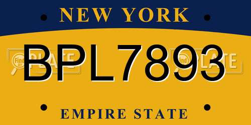 BPL7893 New York License Plate