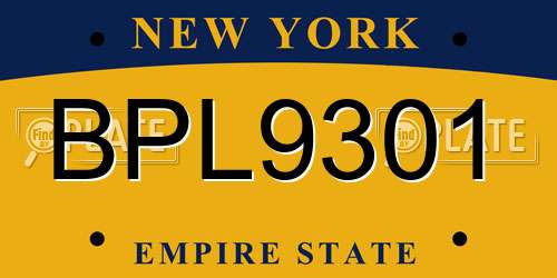 BPL9301 New York License Plate
