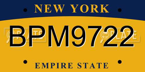 BPM9722 New York License Plate