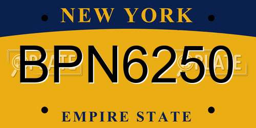 BPN6250 New York License Plate