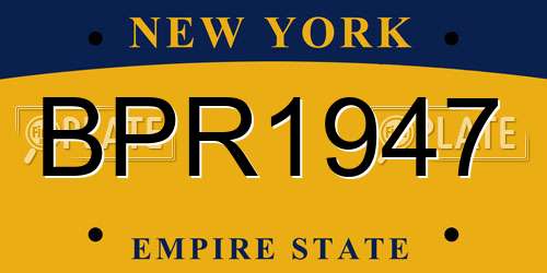 BPR1947 New York License Plate