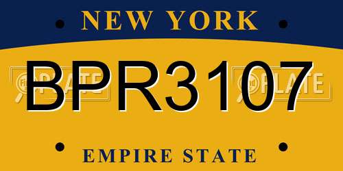 BPR3107 New York License Plate