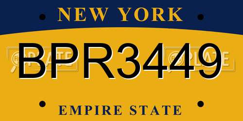 BPR3449 New York License Plate