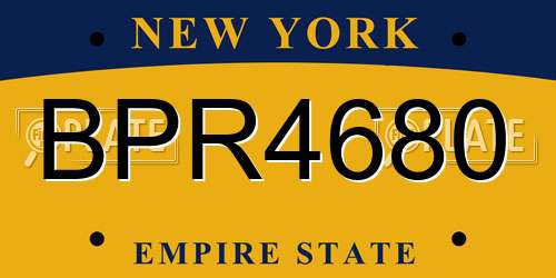BPR4680 New York License Plate