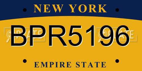 BPR5196 New York License Plate