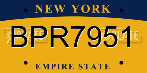 BPR7951 New York License Plate