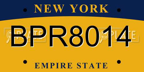 BPR8014 New York License Plate
