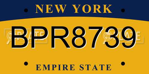 BPR8739 New York License Plate