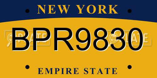 BPR9830 New York License Plate