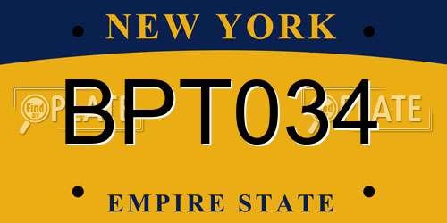 BPT034 New York License Plate