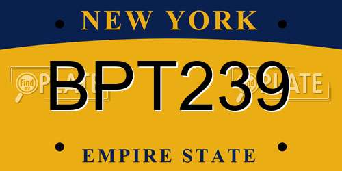 BPT239 New York License Plate